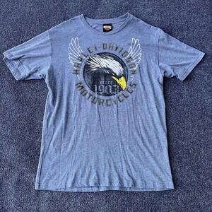Harley-Davidson Shirt Mens Large Blue Eagle Graphic Fort Myers Florida 1903